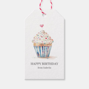 Mooie Cupcake Gelukkig Verjaardag Modern Cadeaulabel