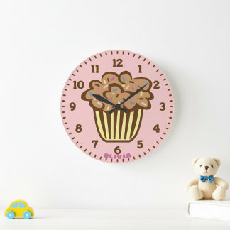Mooie Cupcake met Aangepaste Naam Wandklok Grote Klok