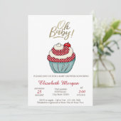 Mooie Cupcake Oh Baby Zomer Baby Shower Kaart (Staand voorkant)