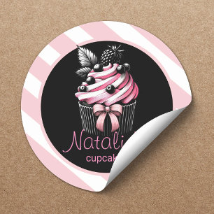 Mooie Cupcake Zoete Bakkerij Meisjesachtig Roze St Ronde Sticker