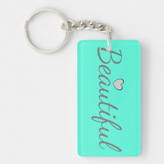 Mooie Cute Word Print Turquoise Sleutelhanger (Voorkant)