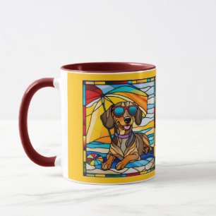 Mooie Dachshund Glas-in-Lood Koffiemok Mok