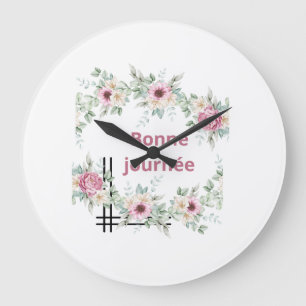 Mooie Dag Bloemen Wandklok – Elegante Roze Bloemen Grote Klok