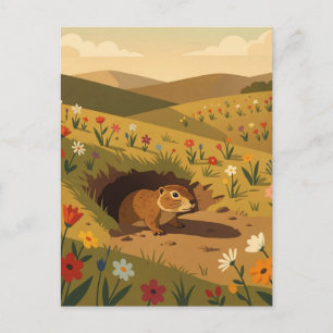 Mooie Dag van de marmot Lente of Winter Gedicht Briefkaart