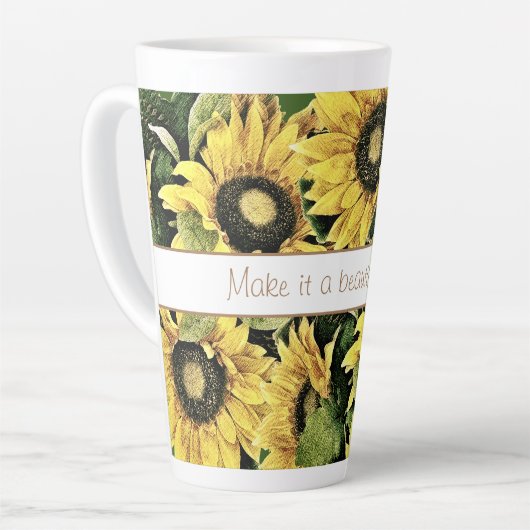 Mooie dag zonnebloem latte Mok (Linkerhoek)