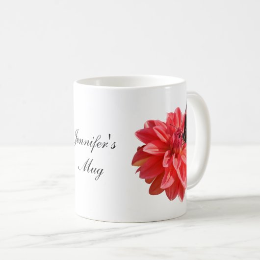 Mooie Dahlia-Mok met Mok van de Butterfly Coffee C (Voorkant rechts)