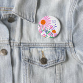Mooie Daisies aangepaste monogram knoppen Ronde Button 5,7 Cm (In situ)
