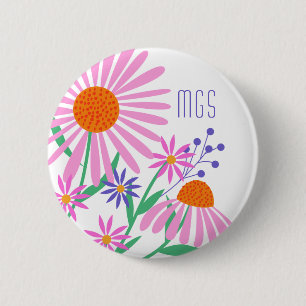 Mooie Daisies aangepaste monogram knoppen Ronde Button 5,7 Cm