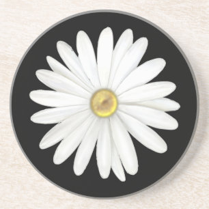 Mooie Daisy Flower op Black Zandsteen Onderzetter