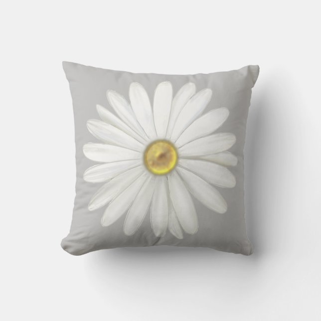 Mooie Daisy Flower op Light Grey Kussen (Voorkant)