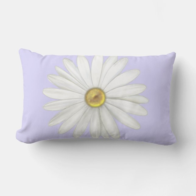 Mooie Daisy Flower op Light Periwinkle Kussen (Voorkant)