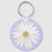 Mooie Daisy Flower op Light Periwinkle Sleutelhanger (Achterkant)
