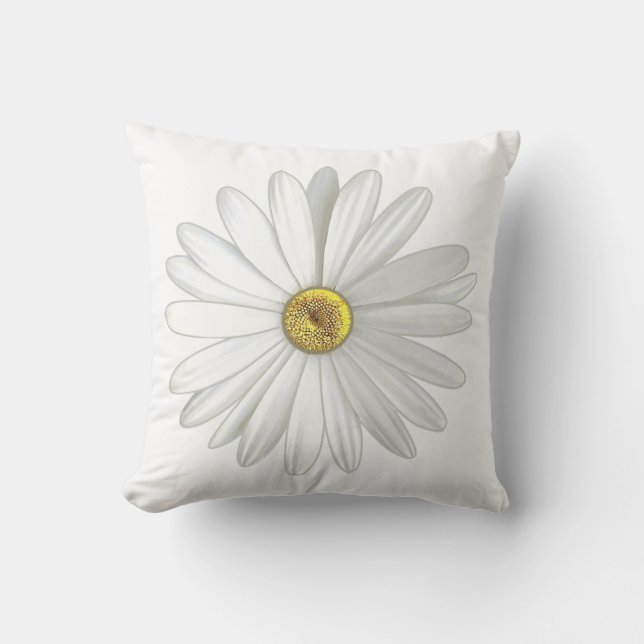 Mooie Daisy Flower op White Kussen (Voorkant)