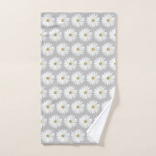 Mooie Daisy Flower Pattern on Light Grey Bad Handdoek (Handdoek)
