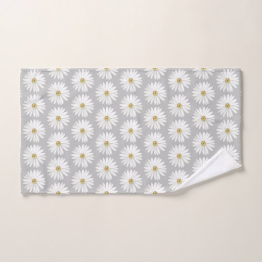 Mooie Daisy Flower Pattern on Light Grey Bad Handdoek (Handdoek)