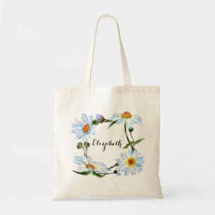 Mooie Daisy-monogram naam bloem bloem Tote Bag