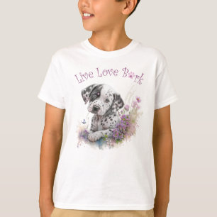 Mooie Dalmatische Hond Bloemen T-shirt