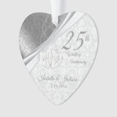 Mooie Damask - 25th Silver Wedding Jubileum Ornament (voorkant)