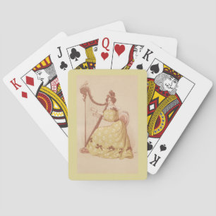 Mooie dame die muziek speelt op een harp pokerkaarten