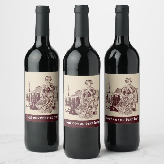 mooie dame drink thee wijn etiket (Flessen)