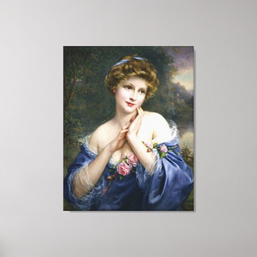 mooie dame in blauw canvas afdruk (Voorkant)