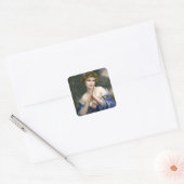  mooie dame in blauw vierkante sticker (Envelop)
