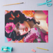 Mooie  dame in rode ontkoppeling tissuepapier (Craft)