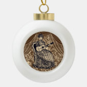 Mooie dame met gitaar keramische bal ornament (Voorkant)