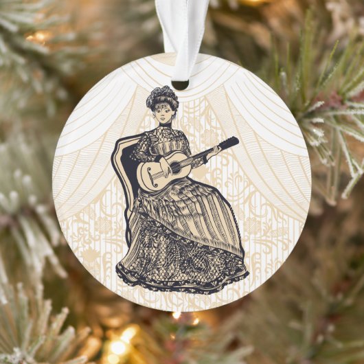Mooie dame met gitaar ornament (Boom)