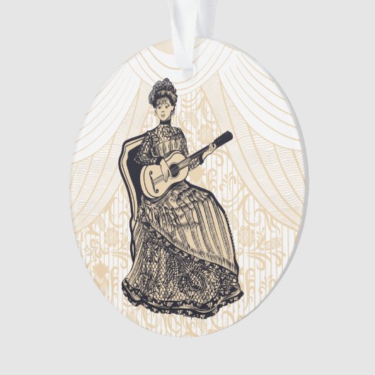 Mooie dame met gitaar ornament (voorkant)