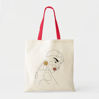 Mooie dame met Red Lipstick Minimal Art Tote Bag