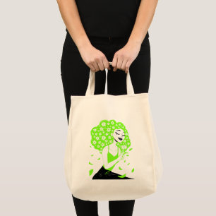 Mooie dame met rozen tote bag