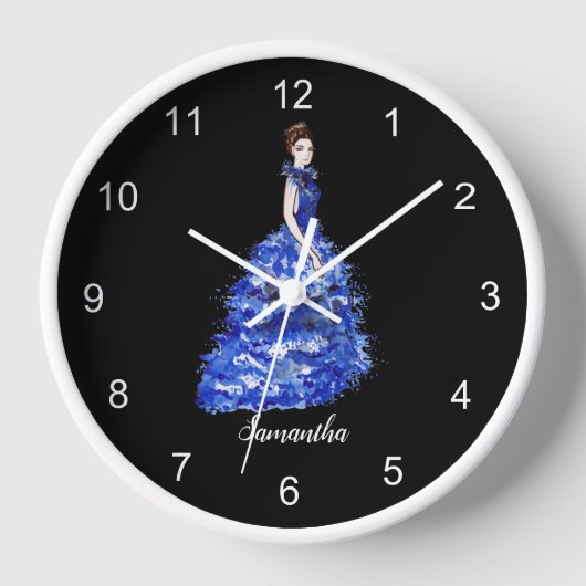 Mooie dame met Sparkly Blue Gown Mode Larg (Voorkant)