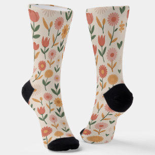 Mooie dames bloemensokken voor onder de knie sokken