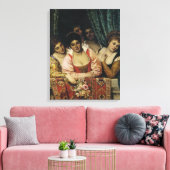 Mooie dames op een middeleeuws balkon canvas afdruk (Insitu (Woonkamer))