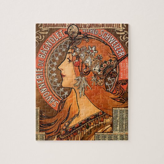 Mooie damesprofiel - Mucha Legpuzzel (Verticaal)