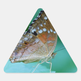 Mooie Danaus Plexippus Butterfly op Leaf. Driehoek Sticker