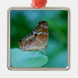 Mooie Danaus Plexippus Butterfly op Leaf. Metalen Ornament