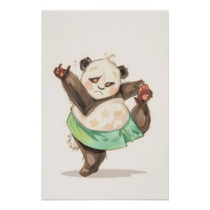 Mooie dansende panda-poster Grappige cartoon-muu Perfect Poster