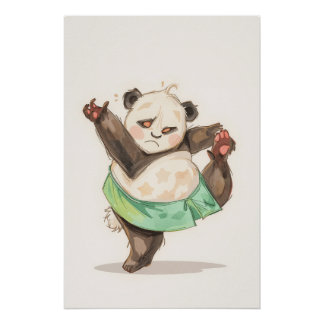 Mooie dansende panda-poster | Grappige cartoon-muu Perfect Poster