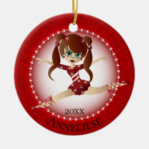Mooie danserrode ballerina keramisch ornament
