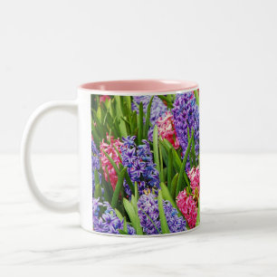 Mooie de koffiemok van de hyacintbloem tweekleurige koffiemok