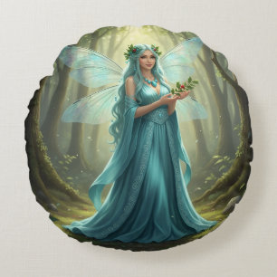 Mooie december turquoise fee rond kussen