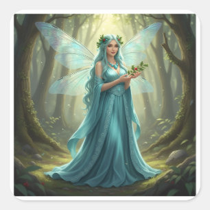 Mooie december turquoise fee vierkante sticker