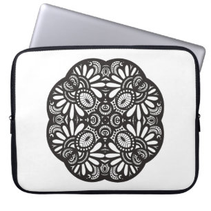 Mooie deco Black Square Doodle Laptop Sleeve