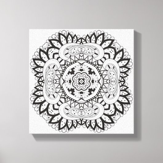 Mooie Deco Square Doodle 6 Canvas Afdruk (Voorkant)