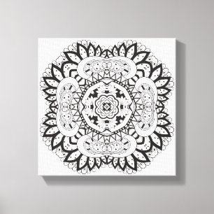 Mooie Deco Square Doodle 6 Canvas Afdruk