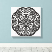 Mooie Deco Zwart Vierkant Doodle 6 Canvas Afdruk (Insitu (Houten vloer))