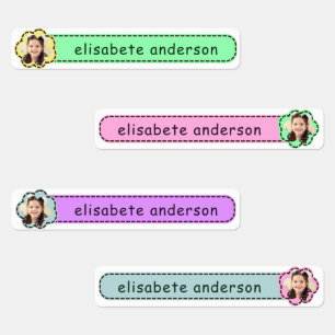 Mooie decoratieve op maat gemaakte foto naamlabels labels