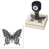 Mooie  decoratieve vlinder Logo Rubberstempel (Gestempeld)